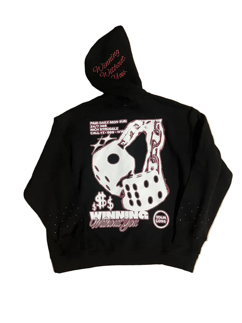 Winning Without You No Remorse Crystal Zip Hoodie — back view