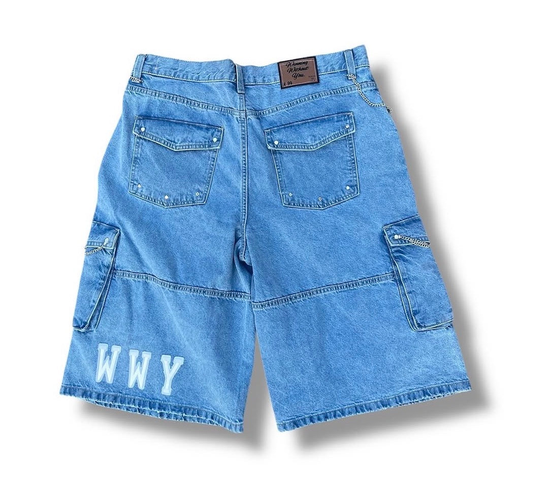WWY Atelier Denim 01 Blue Distressed Cargo back