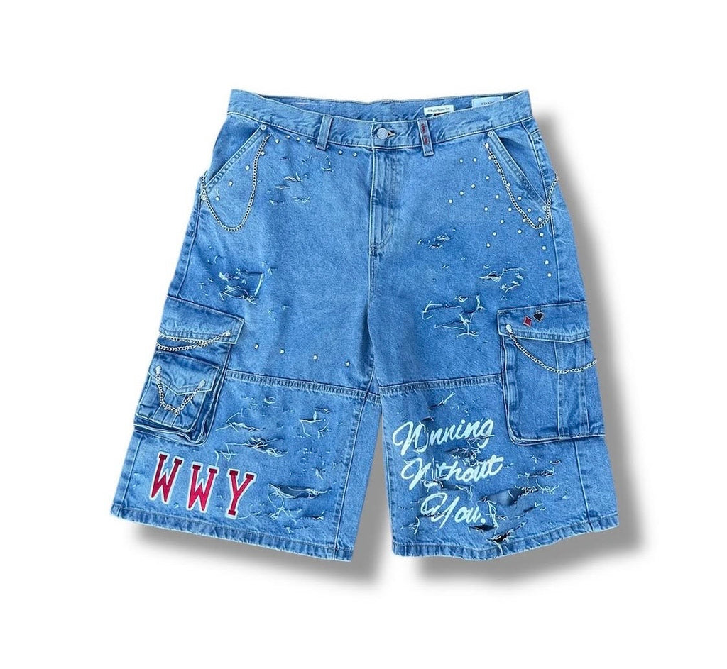 WWY Atelier Denim 01 Blue Distressed Cargo front