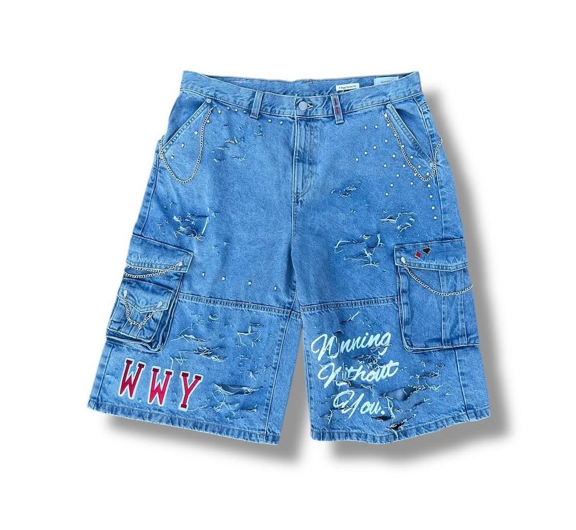 WWY Atelier Denim 01 Blue Distressed Cargo front