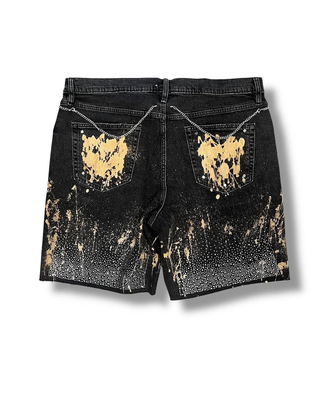 WINNINGWITHOUTYOU Black Gold Exotic denim shorts back