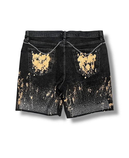 WINNINGWITHOUTYOU Black Gold Exotic denim shorts back