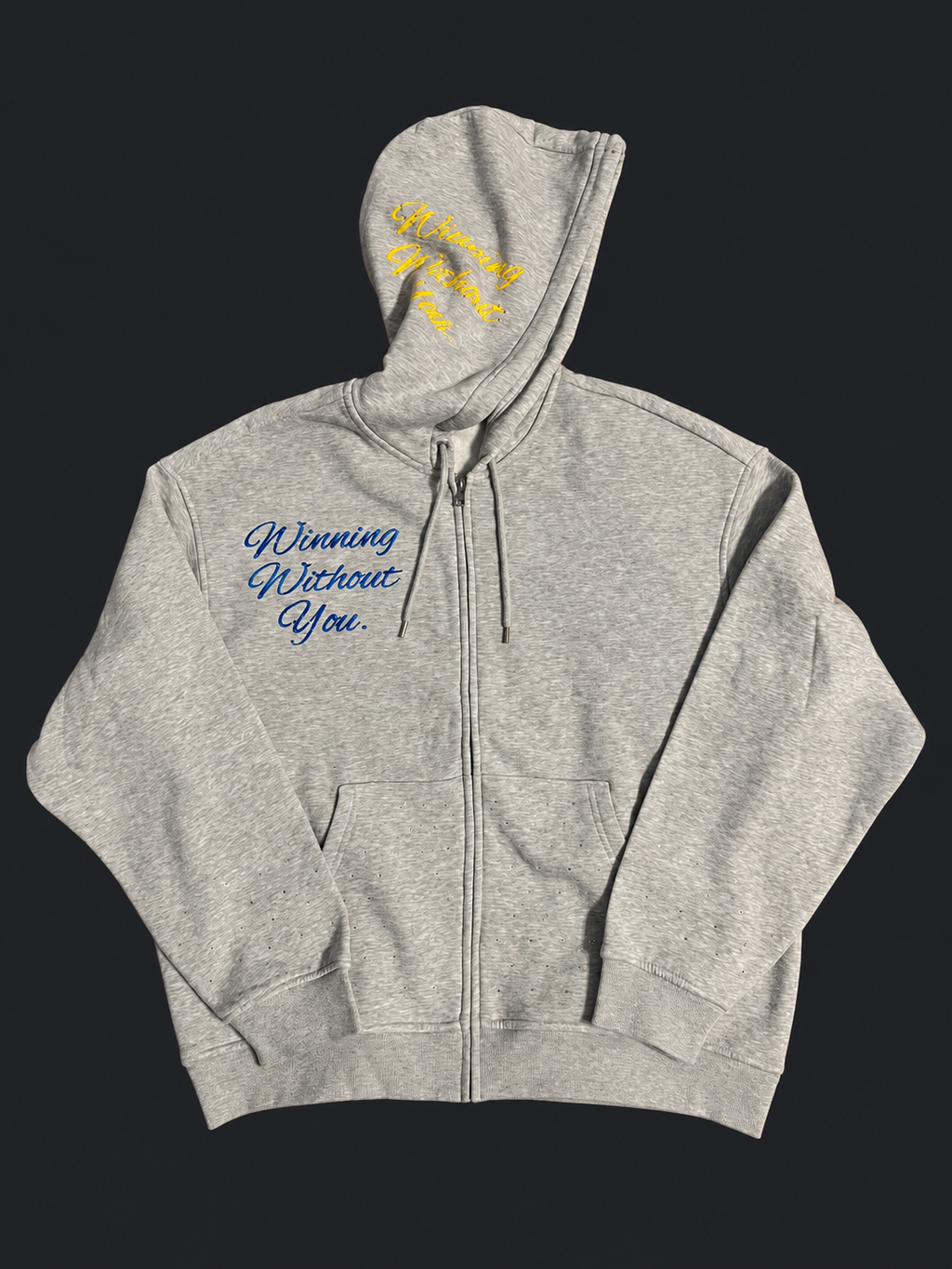 WWY “Blue Fortune” Zip Hoodie — front view