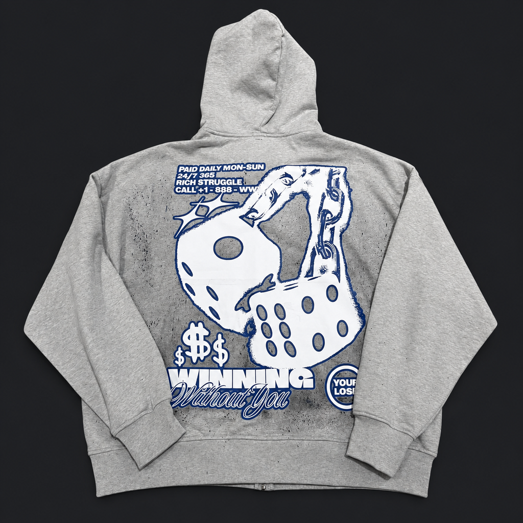 WWY “Blue Static” Zip Hoodie — back view