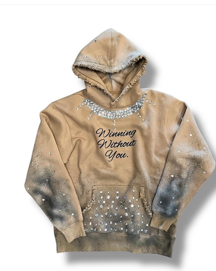 WWY Champagne Dust Crystal Hoodie front