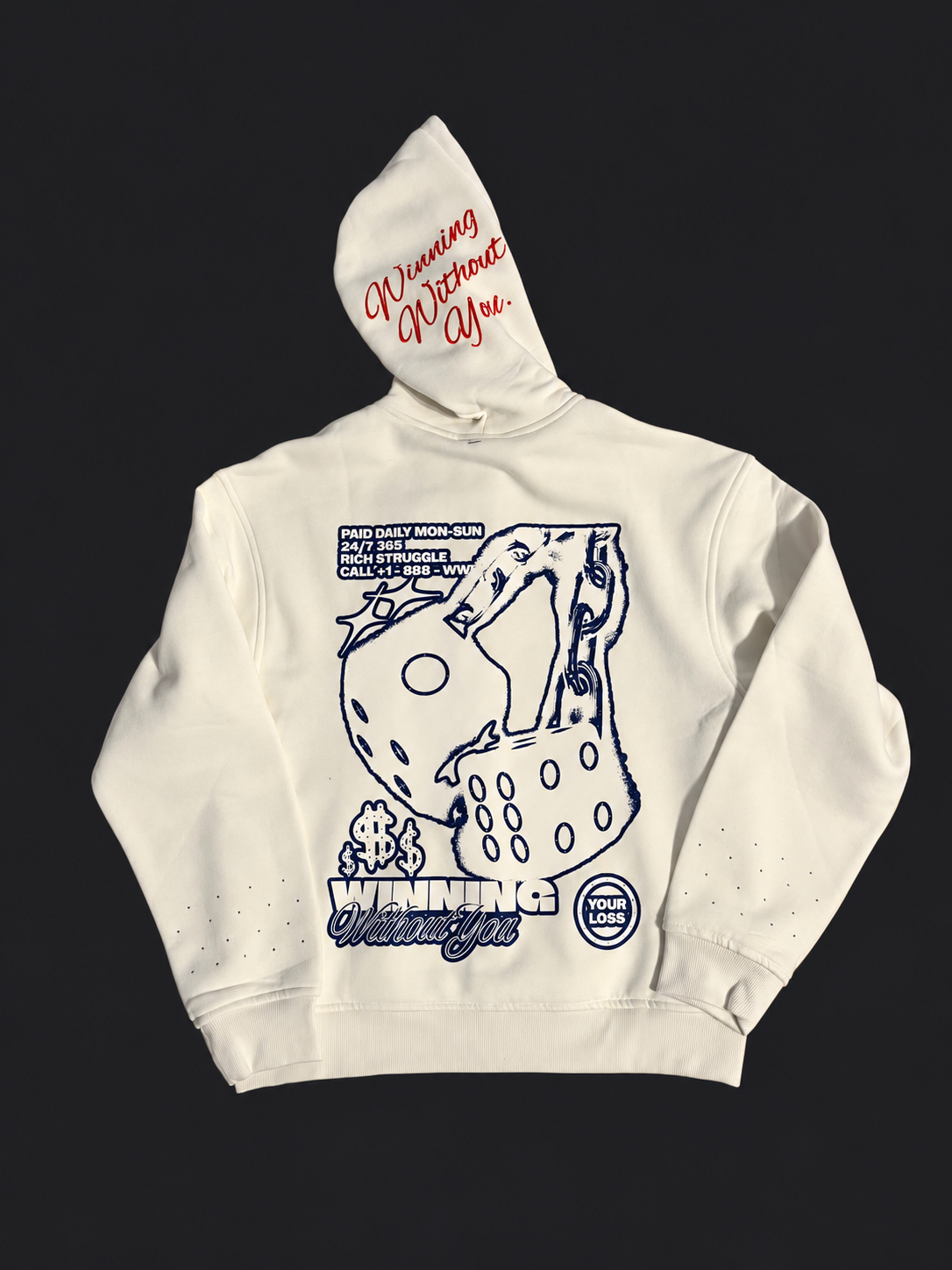 WWY “Ivory Stakes” Zip Hoodie — back view