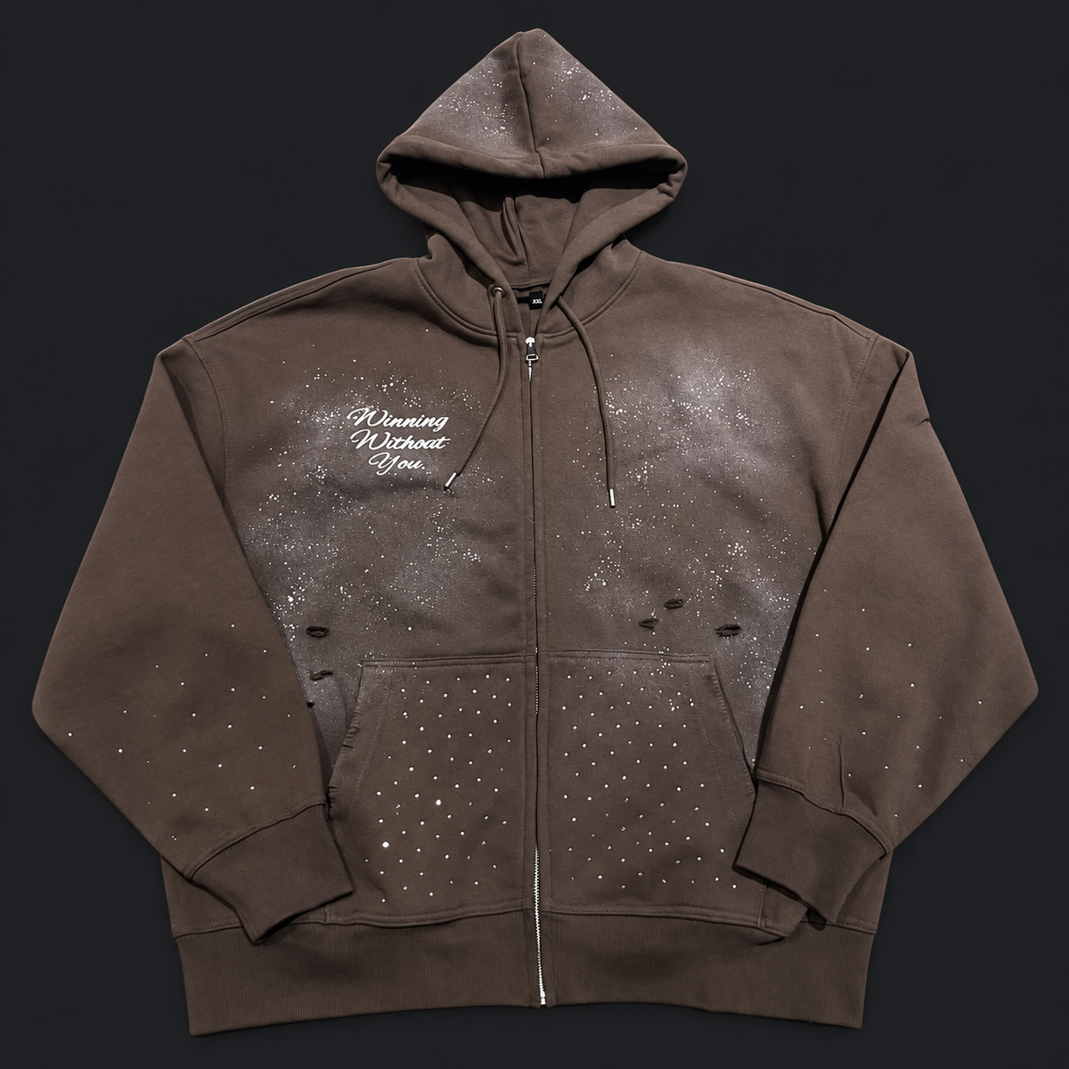 WWY “Mocha Risk” Zip Hoodie — front view